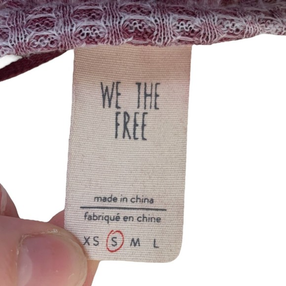 We The Free FP Dahlia Bell Sleeve Waffle Knit Top Purple Small Long Sleeve - Picture 7 of 12